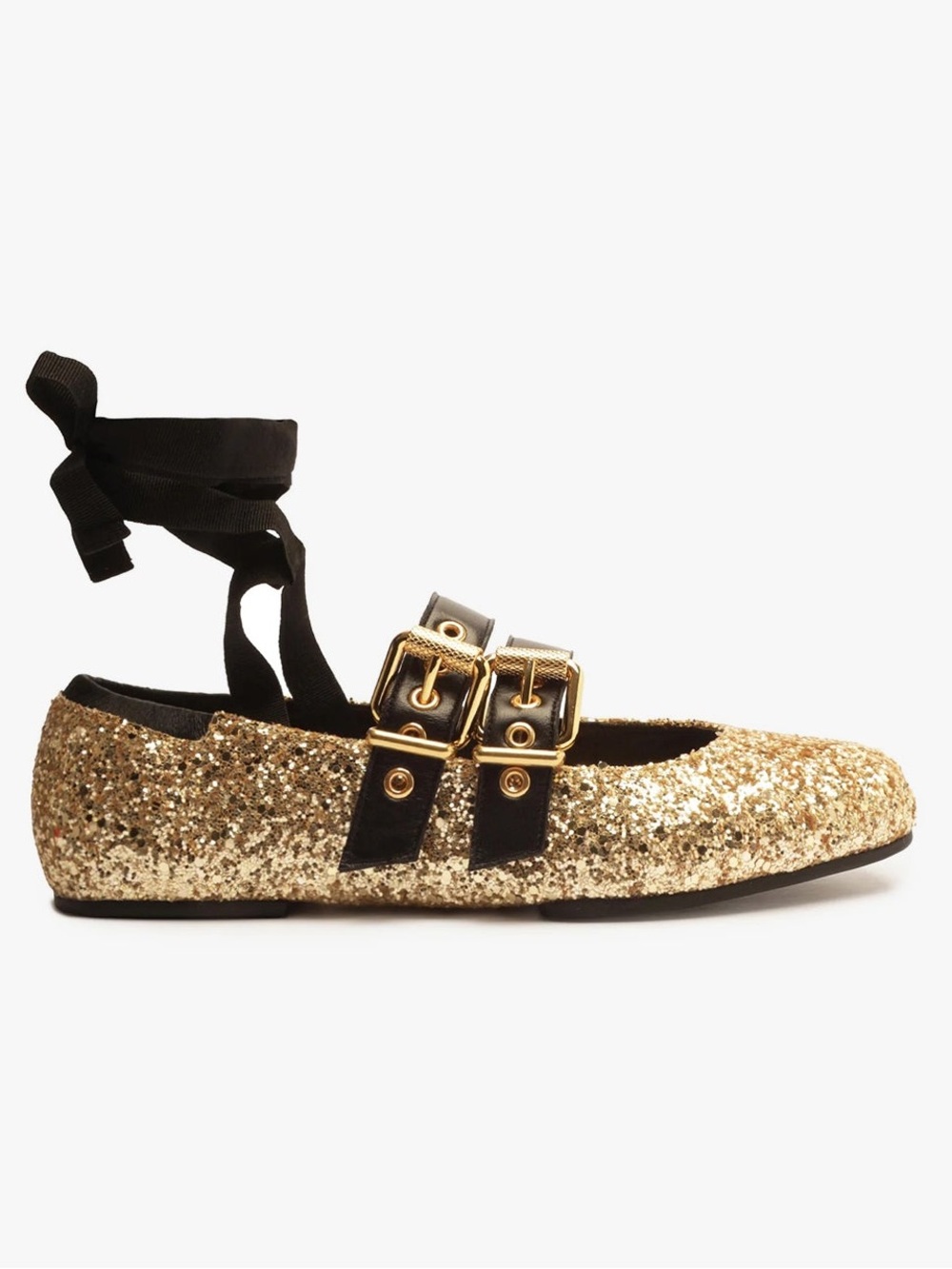 SCHUTZ Raika Glam Flats - Gold Glitter